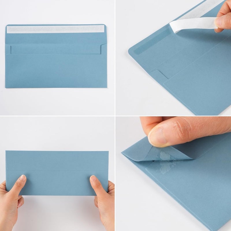 Wishop 100 Pack Colorful #10 Business Envelopes Self Seal Standard Envelopes for Office Checks, Business, Letter Mailing Invoices, 4.13 x 9.49 Inches (Dusty-Blue) - Image 3
